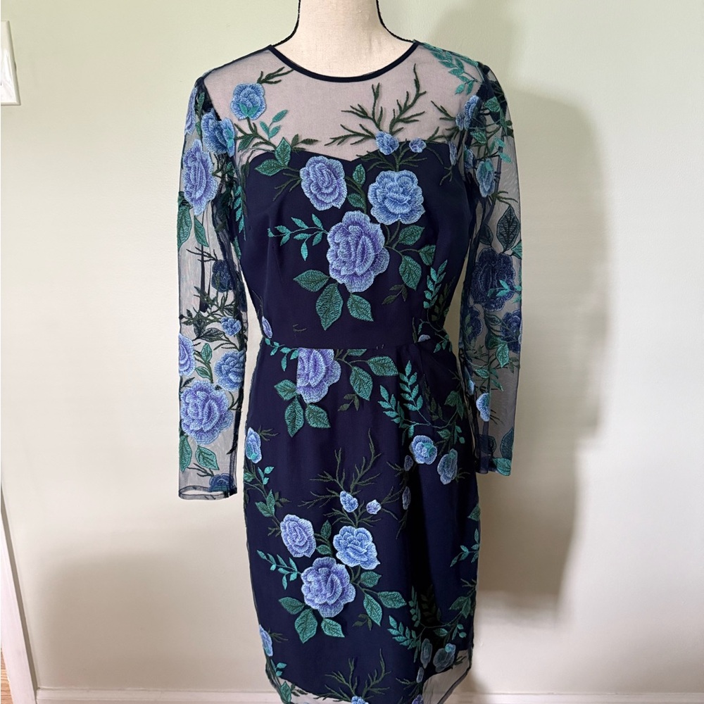 Tahari ASL Blue Long Sleeve Dress